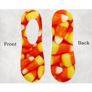 Unisex Yellow Orange Candy Corn Thanksgiving Fall Design Soft No Show Socks